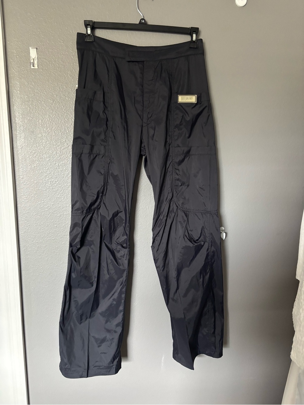 Versace Black Men's Cargo Trousers with Patch Logo